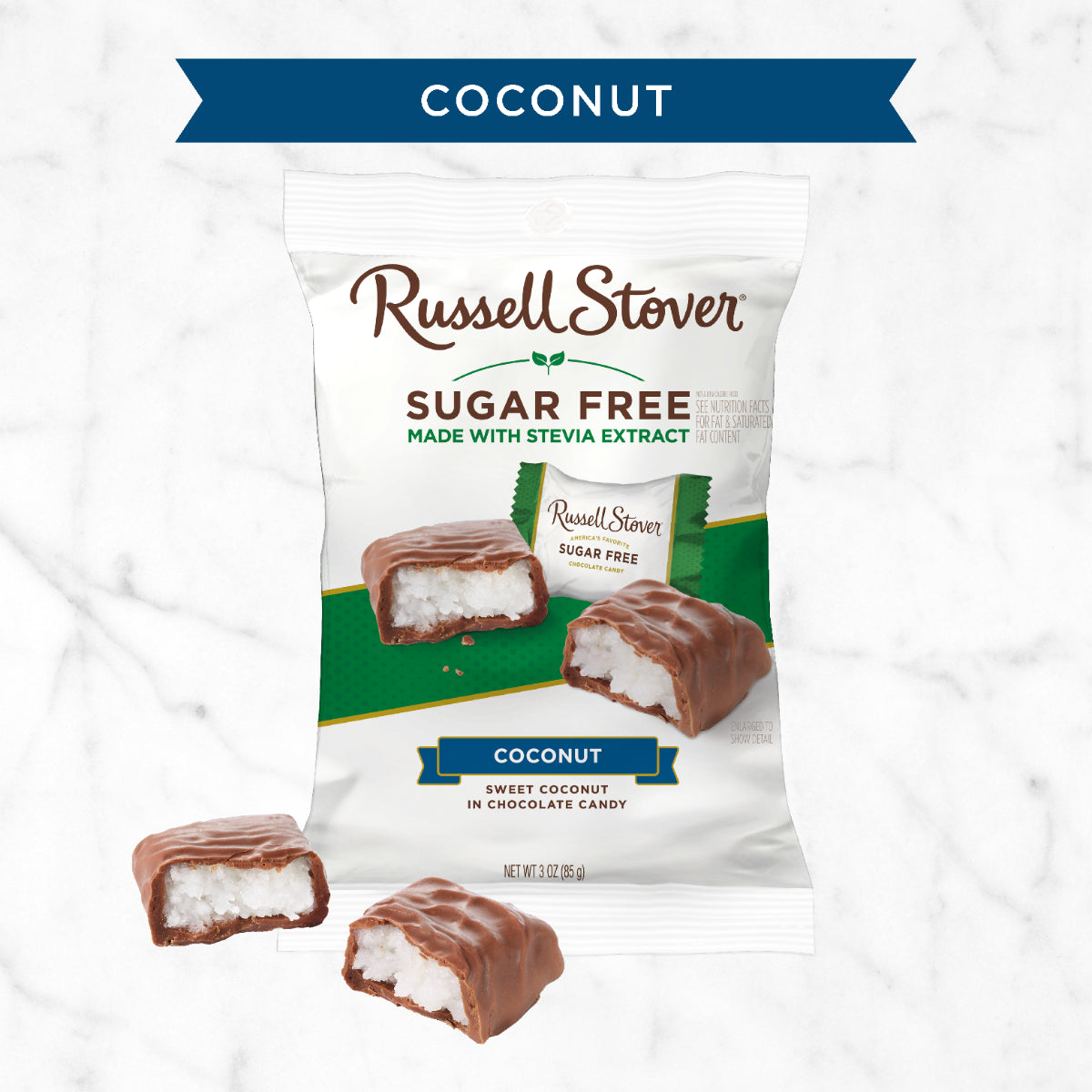 Russell Stover Coconut Sugar-Free Coconut Chocolate - 85g