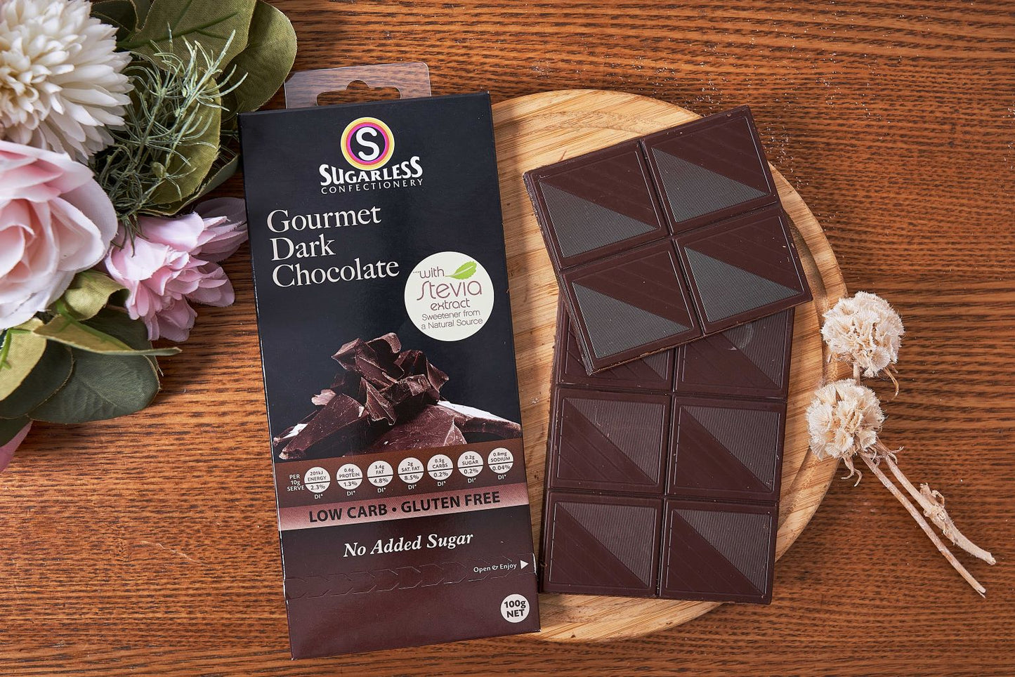 Sugarless Gourmet Dark Chocolate 無糖黑朱古力 (排裝) - 100g