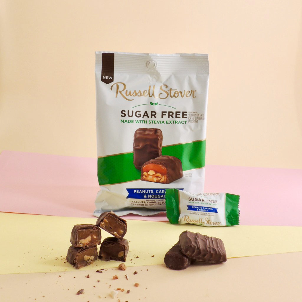 Russell Stover Peanuts, Caramel & Nougat Sugar-Free Peanut Caramel Bird's Knot Chocolate - 85g