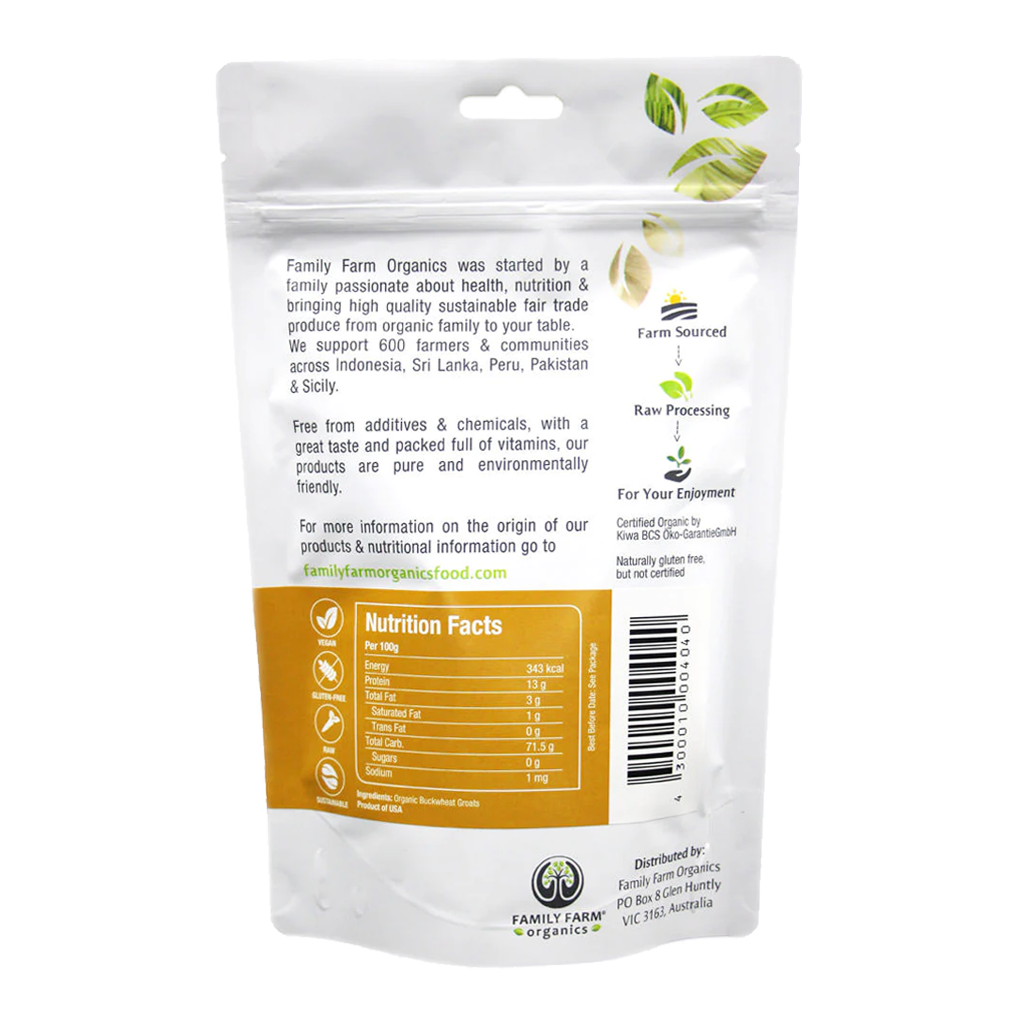 Family Farm Organics Organic Buckwheat Groats - 454g