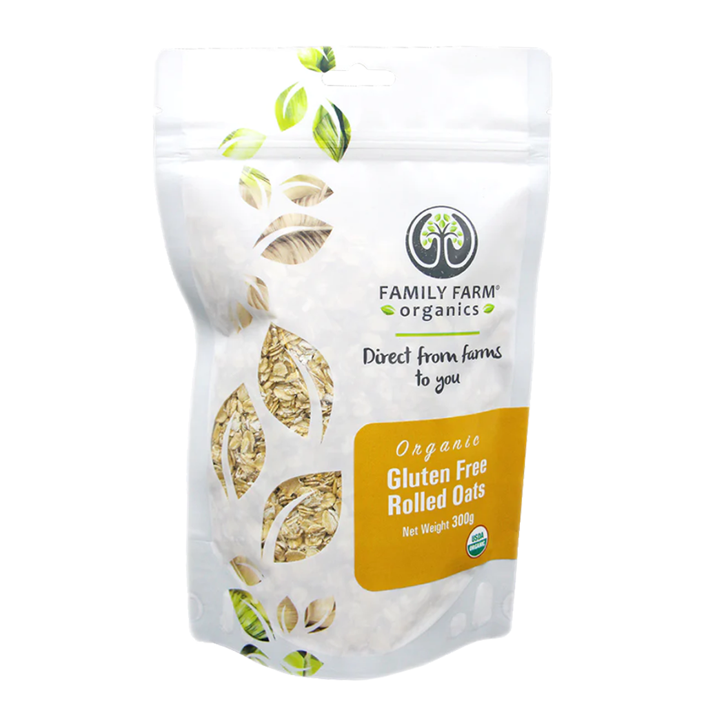 Family Farm Organics Gluten Free Rolled Oats No Added Sugar Organic Gluten-Free Oats - 300g