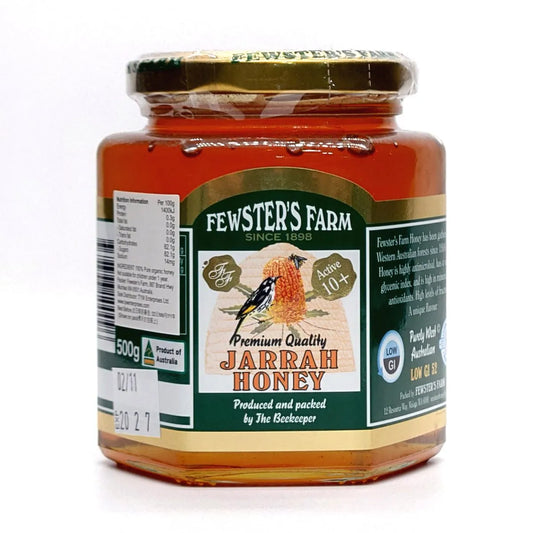 Fewster's Farm Jarrah Honey Western Australian Jarrah Organic Wild Low Sugar Honey (Therapeutic Grade Honey) - 500g