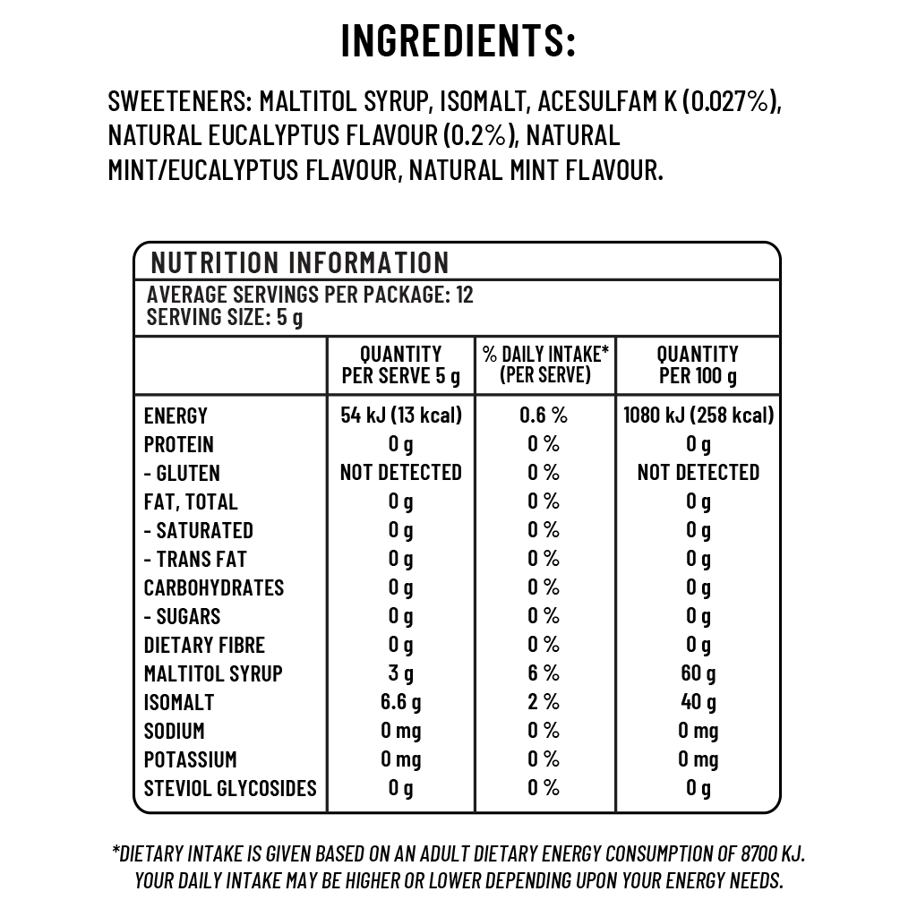 Sugarless Menthol Eucalyptus Hard-Boiled 無糖薄荷硬糖 - 70g