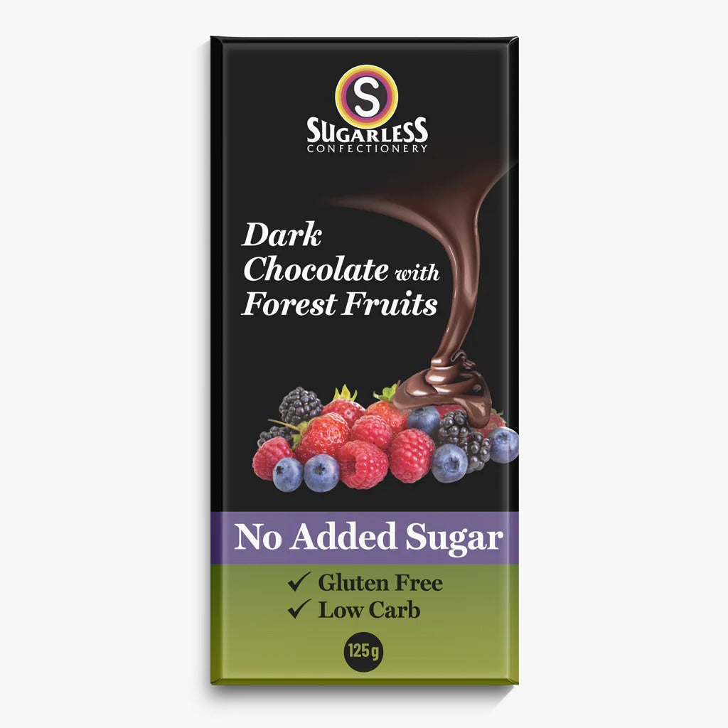 Sugarless Dark Chocolate with Forest Fruits 無糖雜莓黑朱古力 (排裝) - 125g <新品上市>