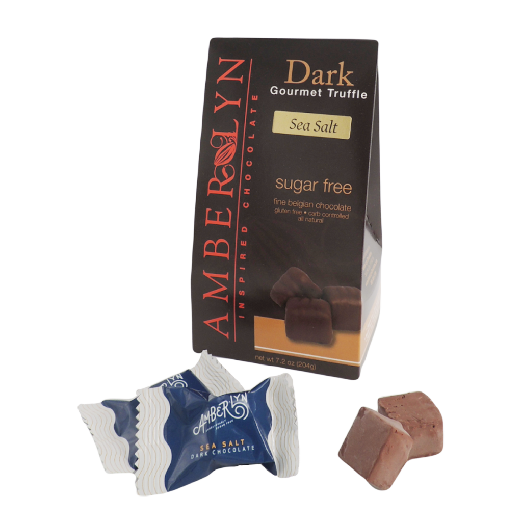Amberlyn Dark Chocolate Sea Salt Truffles Sugar Free Sea Salt Soft Center Dark Chocolate - 204g
