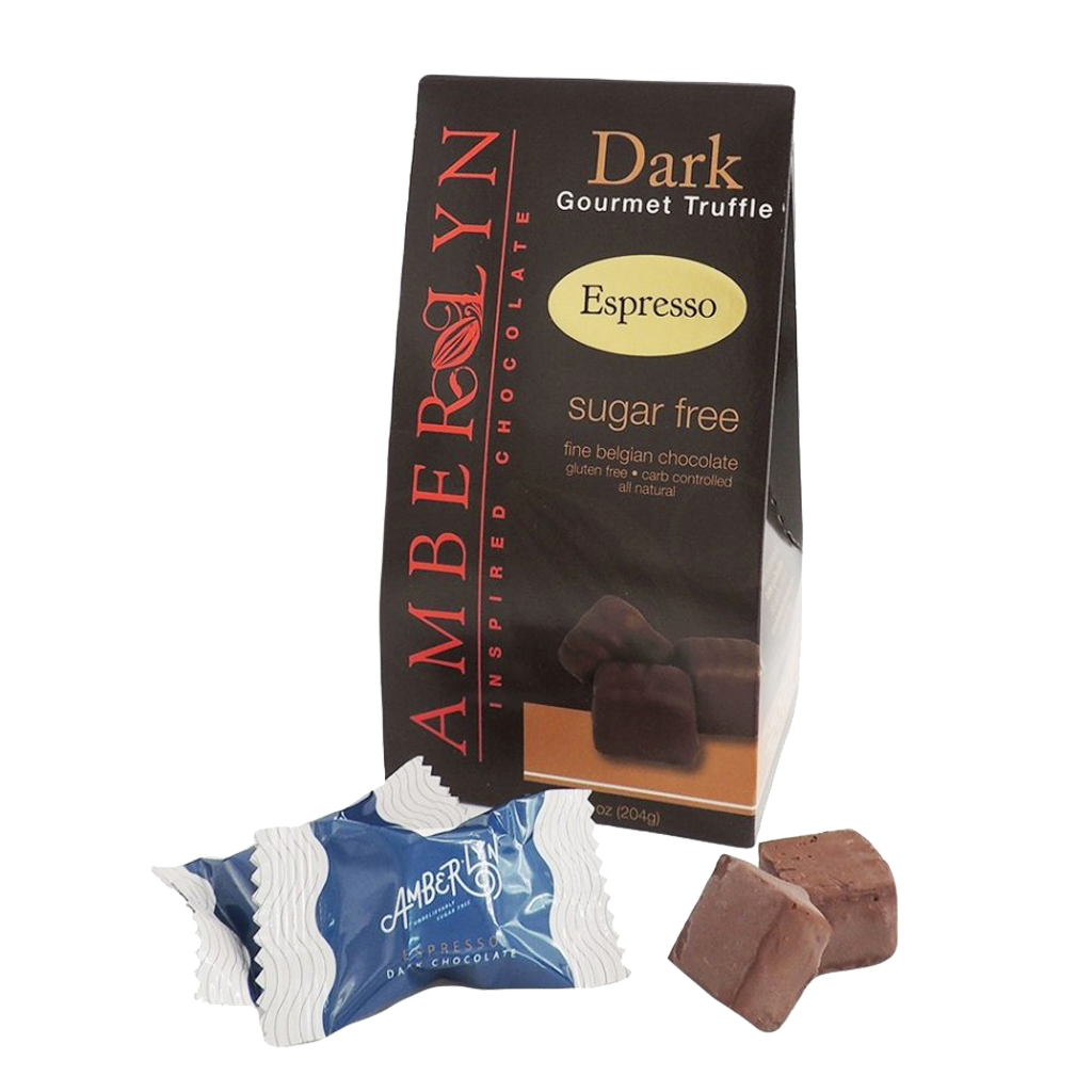 Amberlyn Dark Chocolate Espresso Truffles Sugar Free Espresso Soft Center Dark Chocolate - 204g