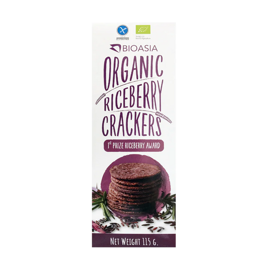 BioAsia Organic Riceberry Crackers 無糖無麩質純素有機紫莓糙米原味脆餅 - 115g