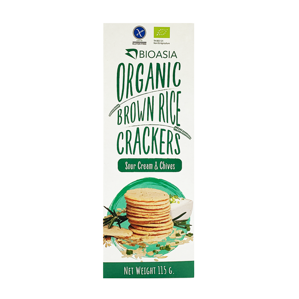 Organic Brown Rice Cracker Sour Cream and Chives 無糖無麩質純素有機酸奶韮菜糙米脆餅 - 115g