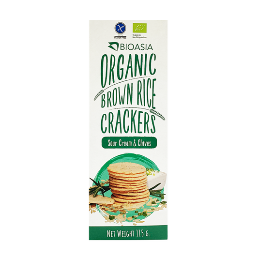Organic Brown Rice Cracker Sour Cream and Chives 無糖無麩質純素有機酸奶韮菜糙米脆餅 - 115g
