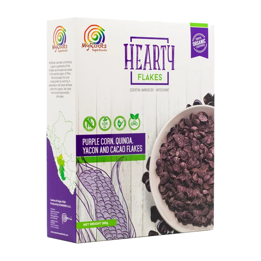 MyRoots Superfoods 100% Organic Hearty Flakes Organic Purple Corn Quinoa Cocoa Crisps - 300g
