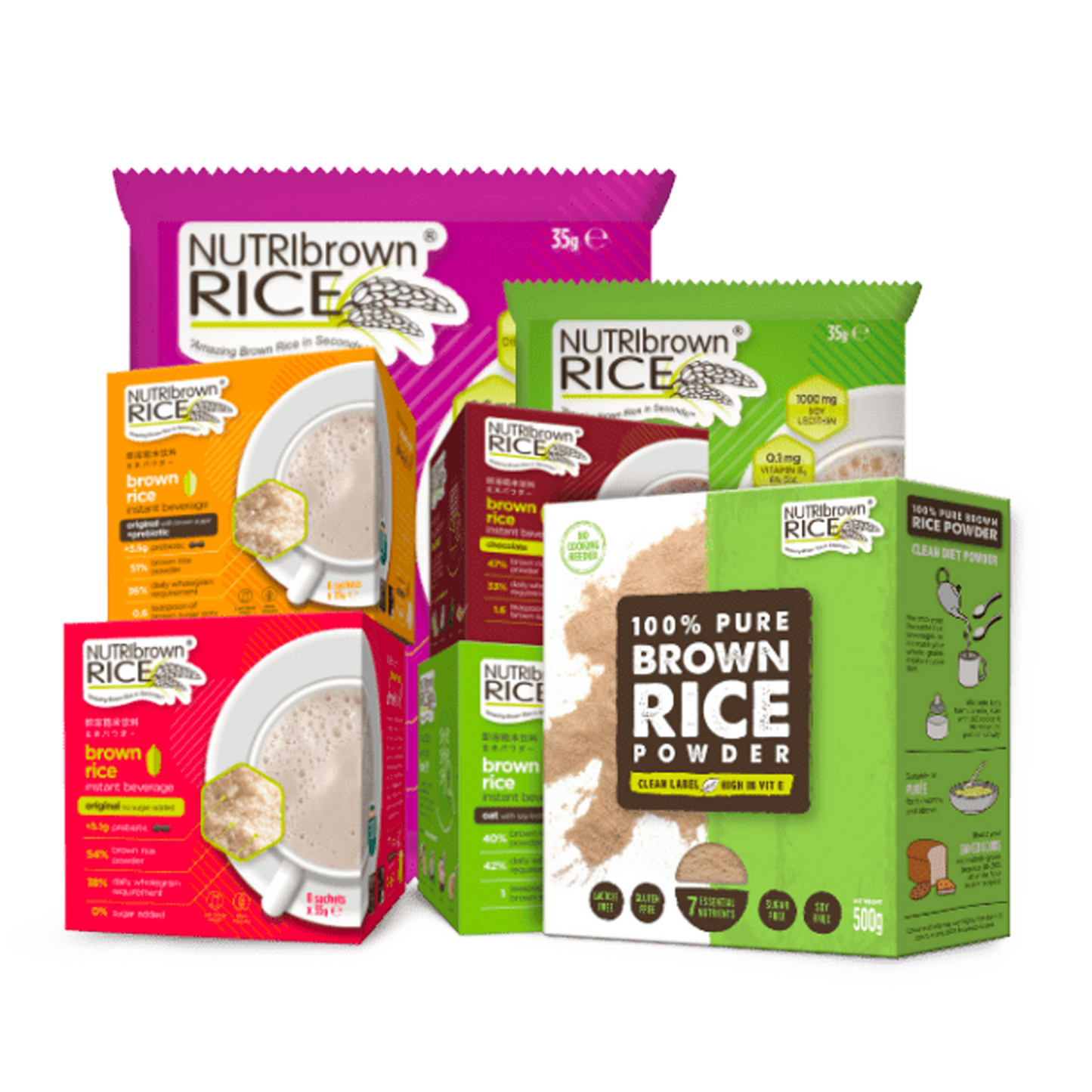 NutriBrownRice natural instant brown rice cereal - oatmeal 35g 8 packs