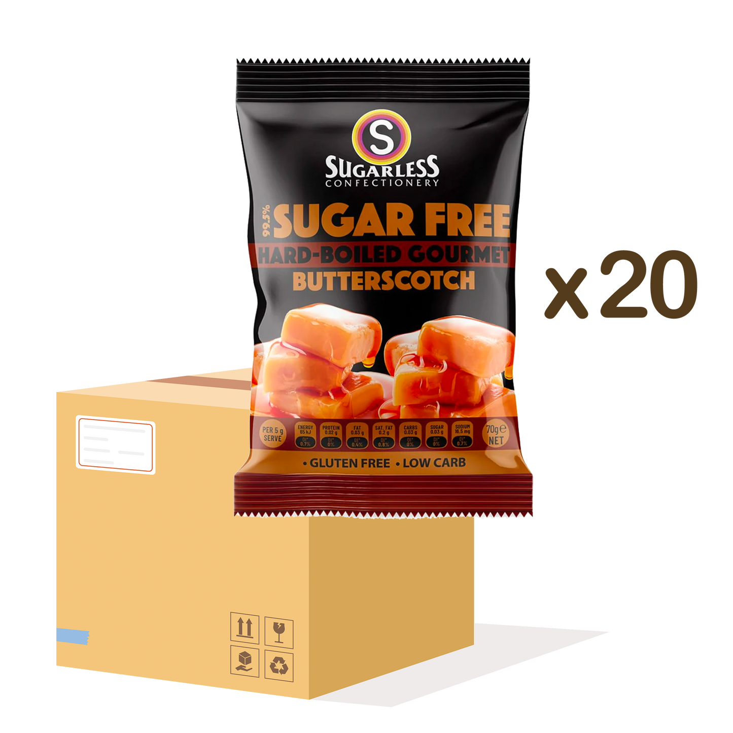 【1 box of 20 packs】Sugarless sugar-free slimming hard candy - 70g