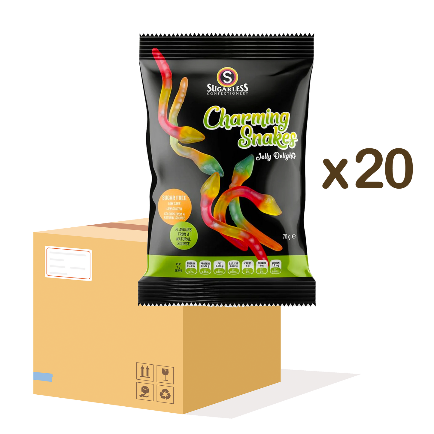 Sugarless Charming Snakes 無糖蛇仔啫哩軟糖 - 70g