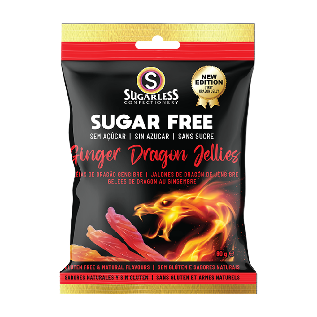 Sugarless Ginger Dragon Jellies 無糖火龍薑啫喱軟糖 - 70g