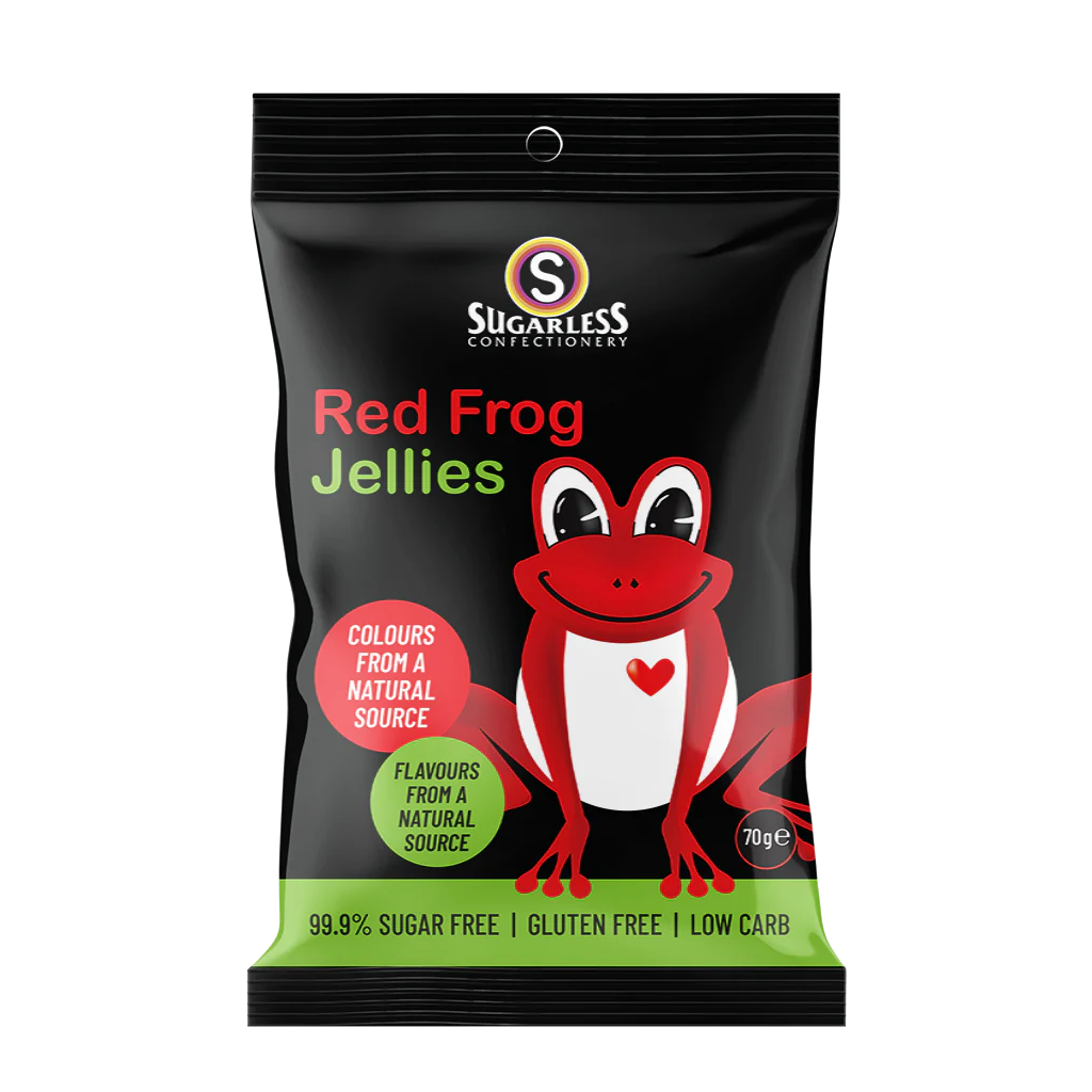 Sugarless Red Frogs 無糖士多啤梨青蛙啫喱軟糖 - 70g