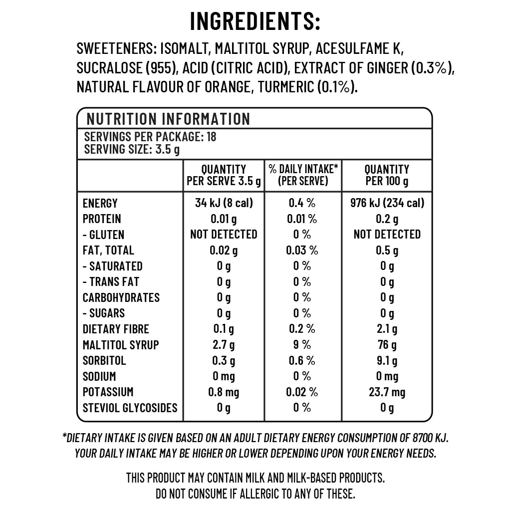 Sugarless Orange & Turmeric flavoured Ginger 無糖香橙薑薑黃硬糖 - 60g