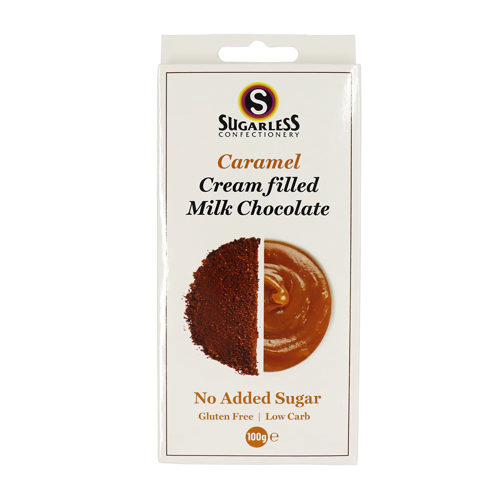 Sugarless Caramel flavoured Cream Filled Milk Chocolate 無糖香滑焦糖朱古力 - 100g