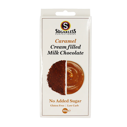 Sugarless Caramel flavoured Cream Filled Milk Chocolate 無糖香滑焦糖朱古力 - 100g