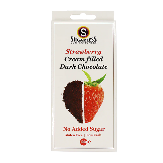 Sugarless Strawberry flavoured Cream Filled Dark Chocolate 無糖香滑士多啤梨朱古力 - 100g