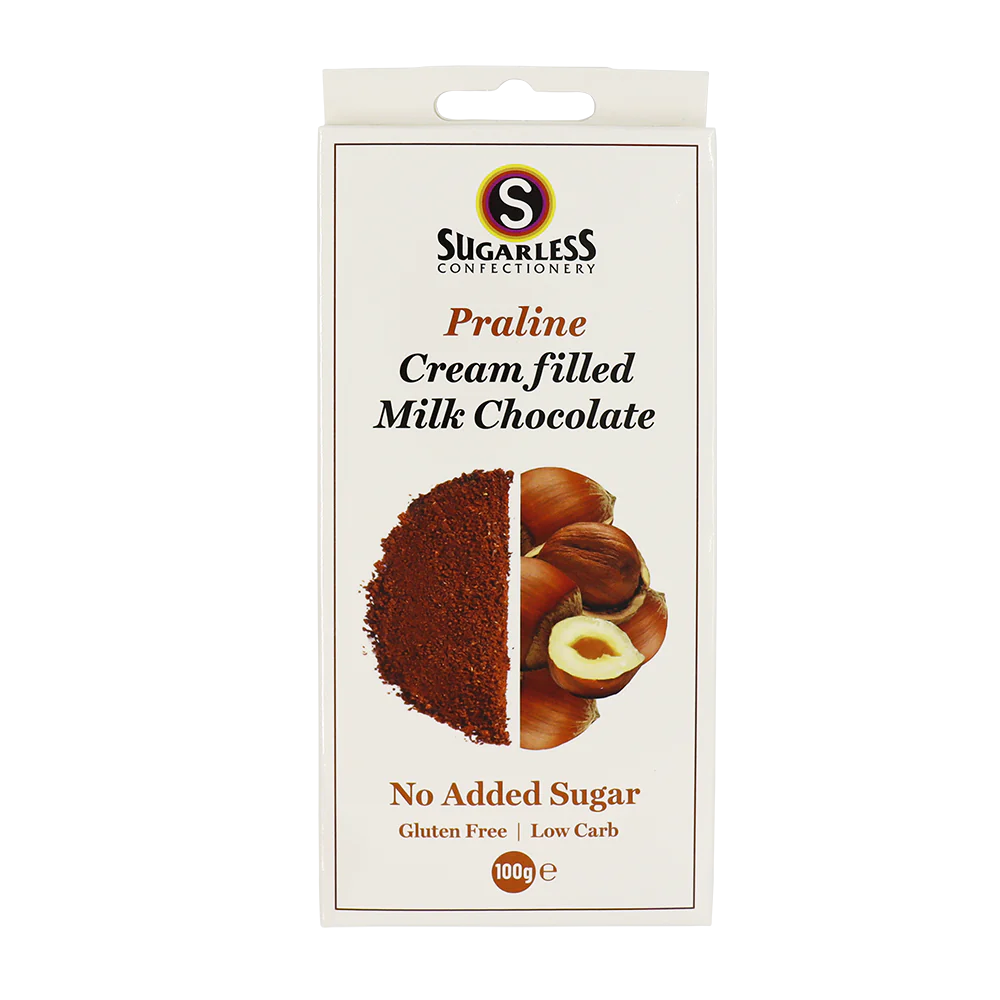 Sugarless Praline flavoured Cream Filled Milk Chocolate 無糖香滑果仁朱古力 - 100g