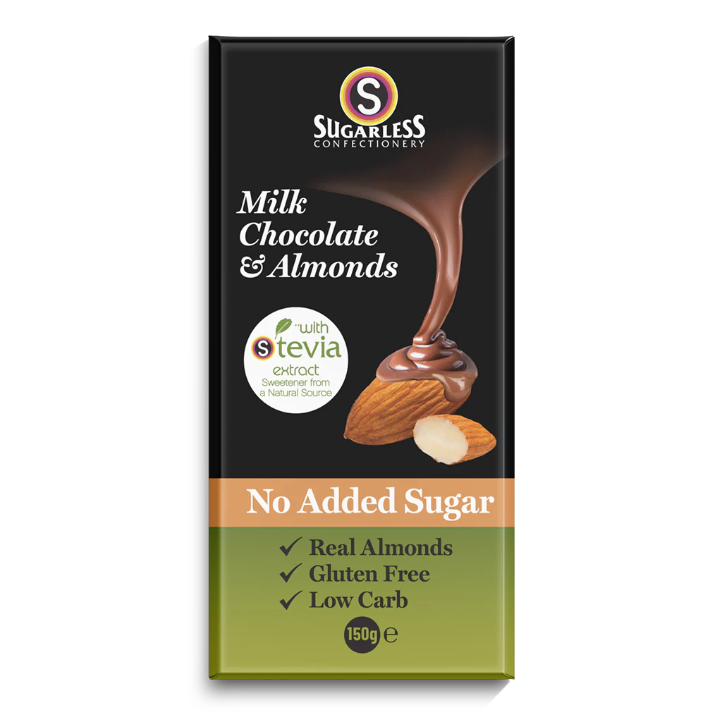 Sugarless Milk Chocolate & Almonds 無糖杏仁朱古力 (排裝) - 150g