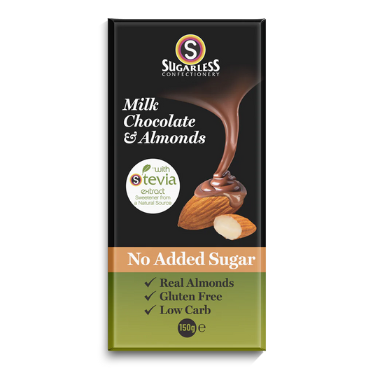 Sugarless Milk Chocolate & Almonds 無糖杏仁朱古力 (排裝) - 150g