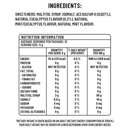 Sugarless Menthol Eucalyptus Hard-Boiled 無糖薄荷硬糖 - 70g