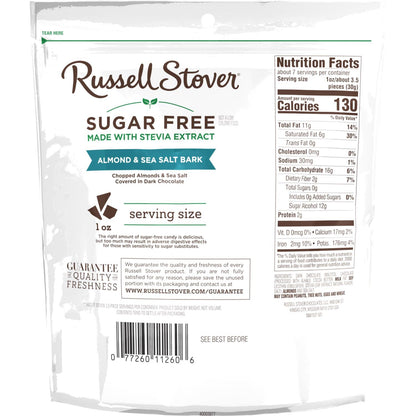 Russell Stover Almond and Seasalt bark 無糖海盬杏仁粒黑朱古力 7.5oz  <新品上市>