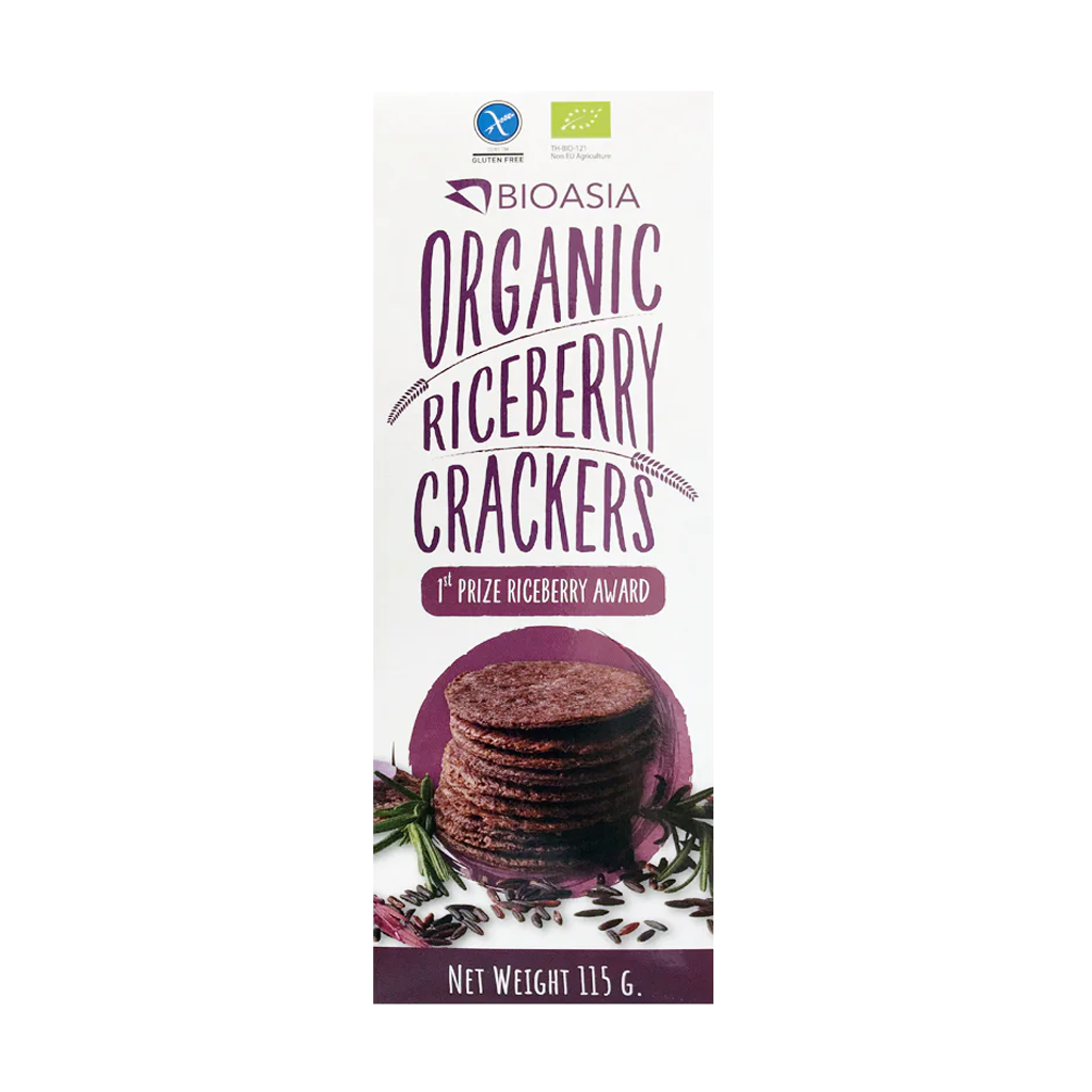 BioAsia Organic Riceberry Crackers 無糖無麩質純素有機紫莓糙米原味脆餅 - 115g