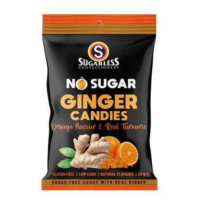 Sugarless Orange & Turmeric flavoured Ginger 無糖香橙薑薑黃硬糖 - 60g